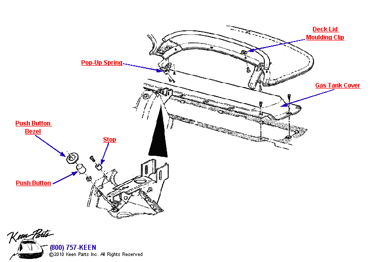 Deck Lid Opener Diagram for a 1976 Corvette