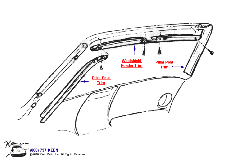 Windshield Trim Diagram for a 1971 Corvette