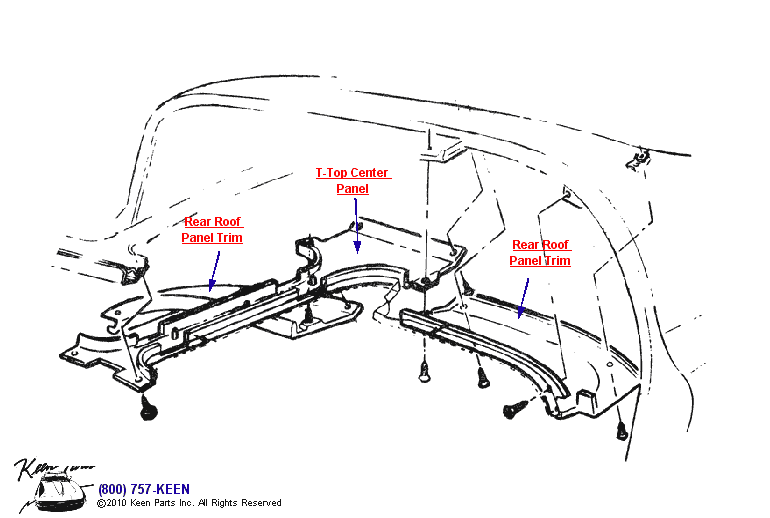 Roof Panel Trim Diagram for a 1977 Corvette