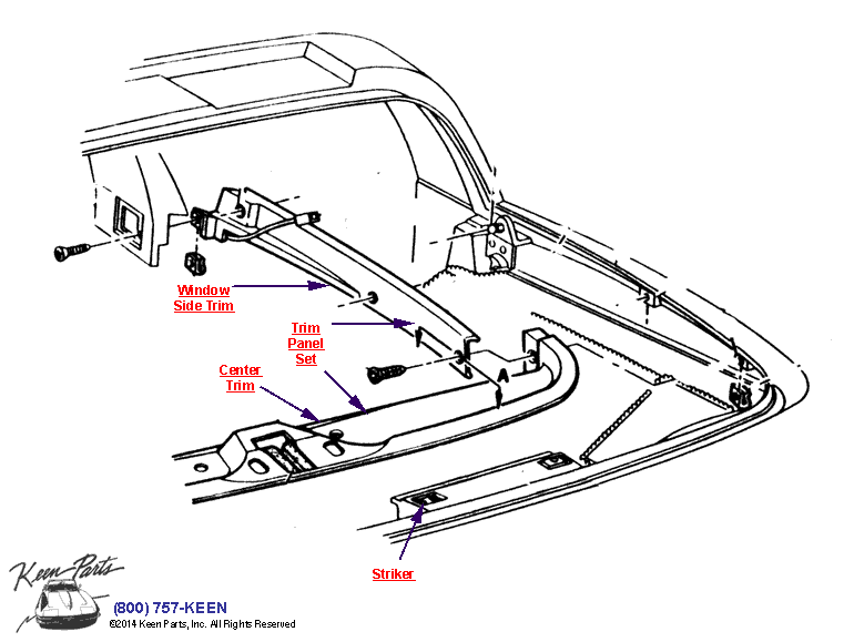 Rear Window Trim Diagram for a 1985 Corvette