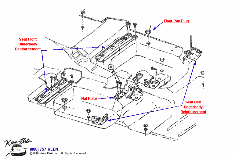 Underbody Seat Mounts Diagram for a 1989 Corvette