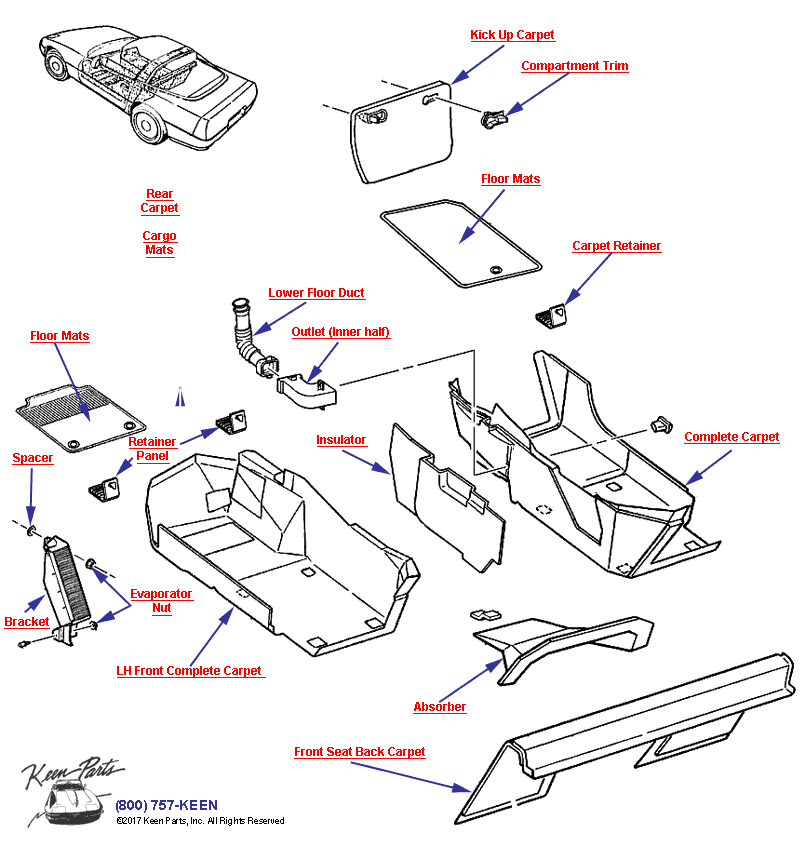 Carpet - Coupe Diagram for a 2004 Corvette
