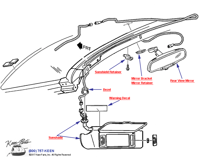 Rear View Mirror Diagram for a 1997 Corvette