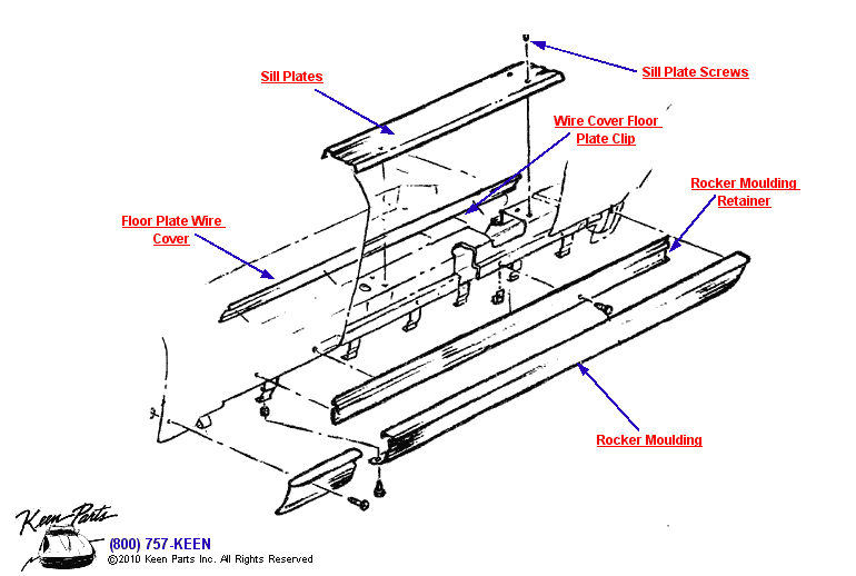 Door Sills &amp; Floor Plates Diagram for a 1990 Corvette