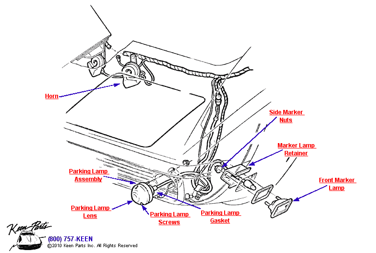 Parking &amp; Marker Lamps Diagram for a 1988 Corvette