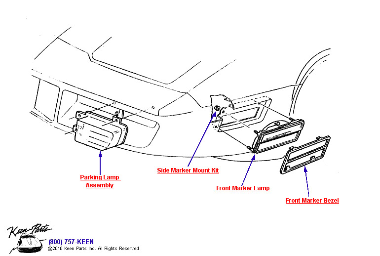 Parking &amp; Front Markers Diagram for a 2023 Corvette