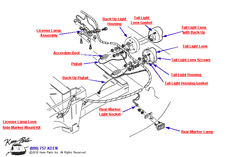 Rear Marker &amp; Tail Lights Diagram for a 1998 Corvette