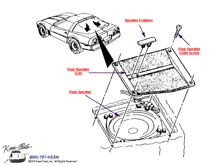 Rear Speakers Diagram for a 1988 Corvette