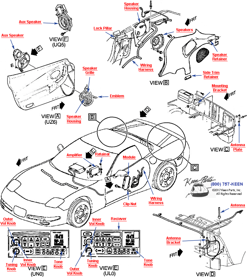 Hardtop Radio Diagram for a C4 Corvette