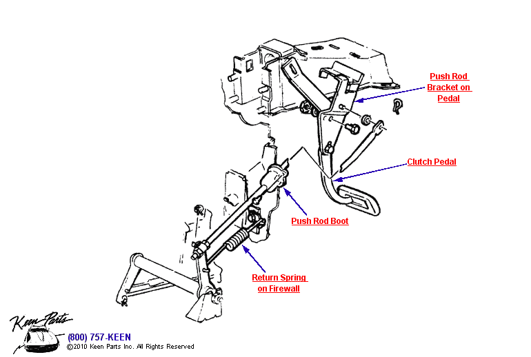 Clutch Pedal Diagram for a 1965 Corvette