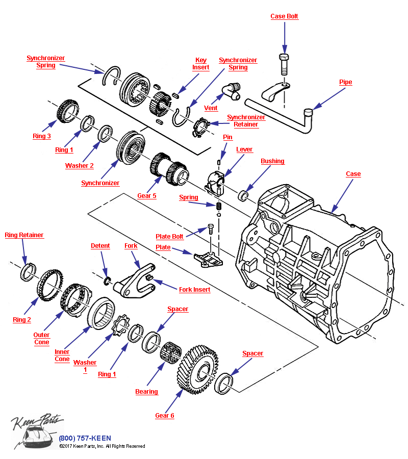 6-Speed Manual Transmisison 6th &amp; Reverse Gears Diagram for a 2004 Corvette