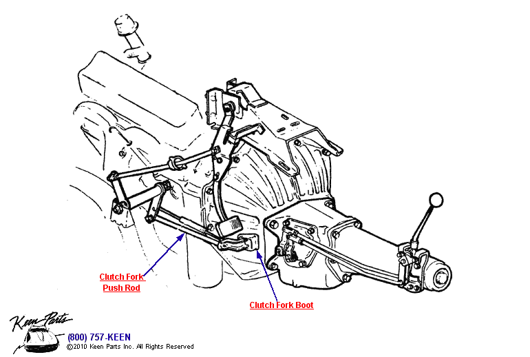 Clutch Fork Push Rod Diagram for a 1977 Corvette