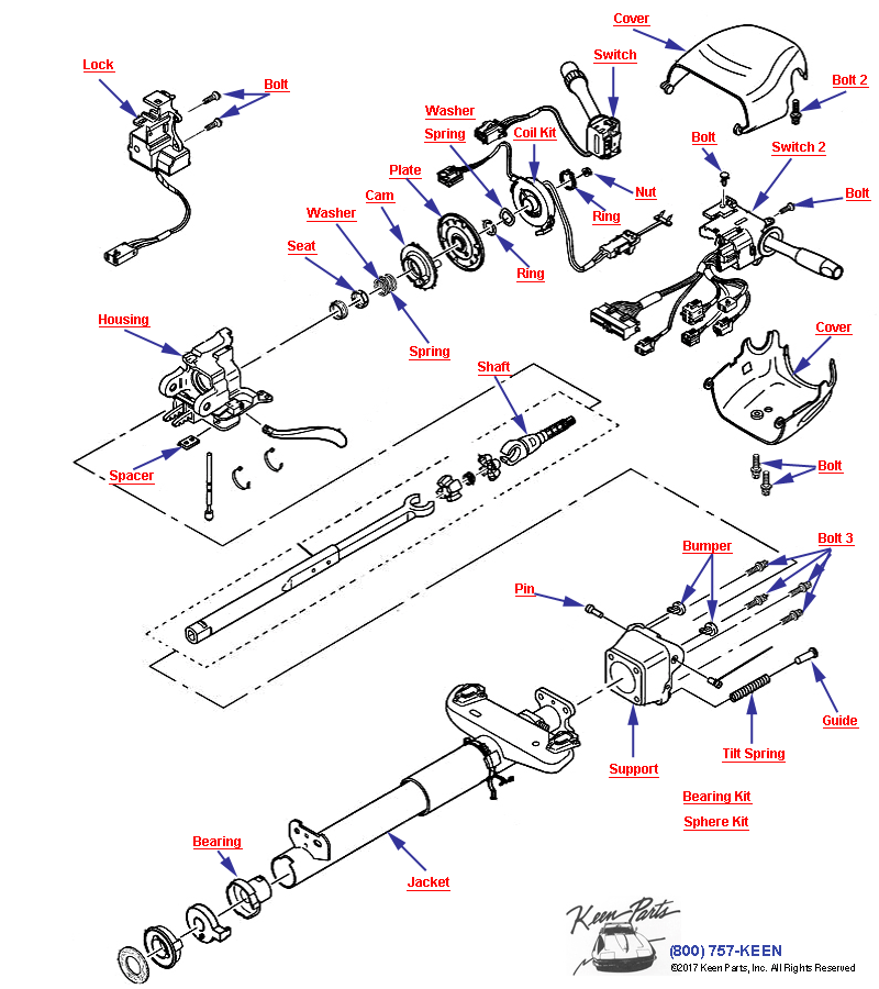 Steering Column- Tilt only Diagram for a 2004 Corvette