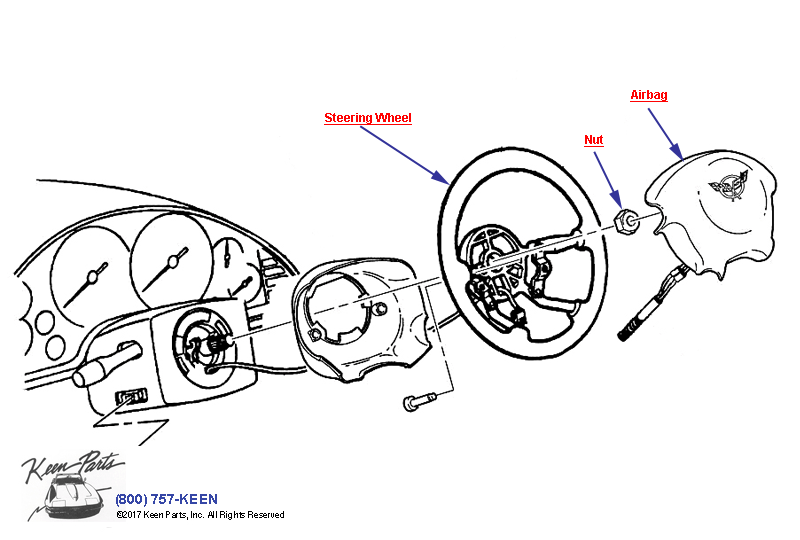Steering Wheel &amp; Horn Parts Diagram for a 1997 Corvette
