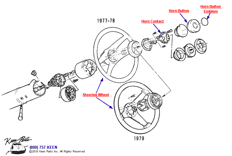 Steering Wheel &amp; Horn Button Diagram for a C2 Corvette
