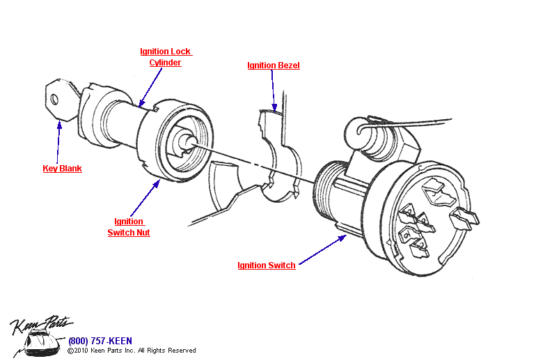 Ignition Switch Diagram for a 1957 Corvette