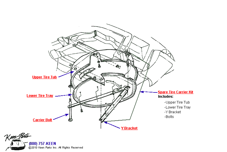 Spare Tire Carrier Diagram for a 1967 Corvette
