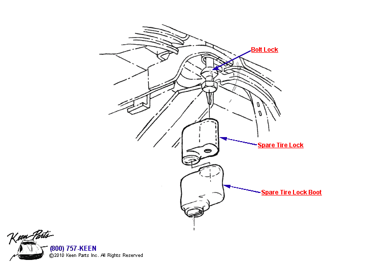 Spare Tire Lock Diagram for a 1974 Corvette