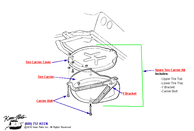 Spare Tire Carrier Diagram for a C3 Corvette