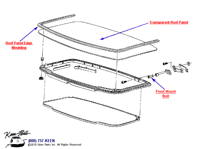Roof Panel &amp; Hardware Diagram for a 2001 Corvette