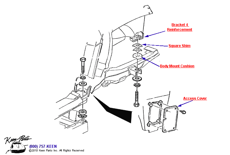 Body Mount #4 Detail Diagram for a 1964 Corvette