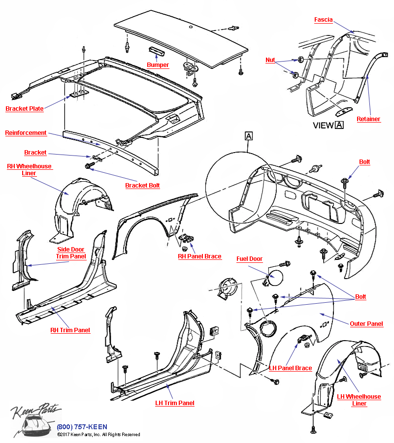 Body Rear- Hardtop Diagram for a 1968 Corvette