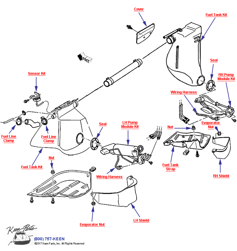 Fuel Tank &amp; Mounting Diagram for a 2000 Corvette