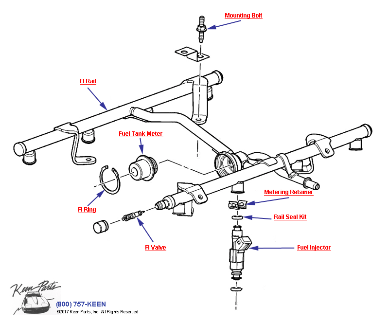 Fuel Injector Rail Diagram for a C5 Corvette