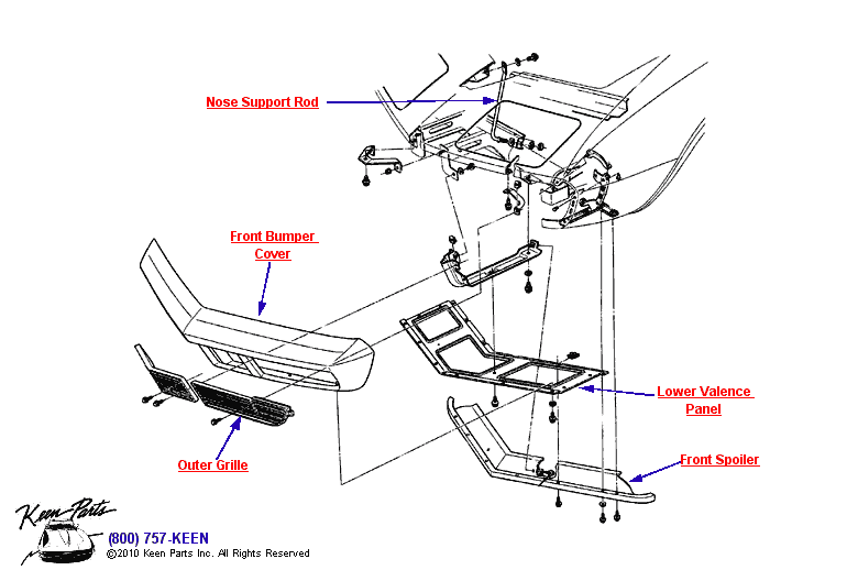 Grille &amp; Supports Diagram for a 1973 Corvette