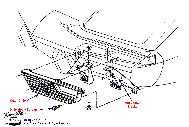 Outer Grille Diagram for a 2022 Corvette