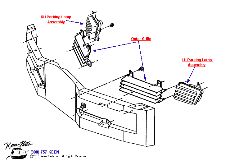 Outer Grille Diagram for a 2008 Corvette