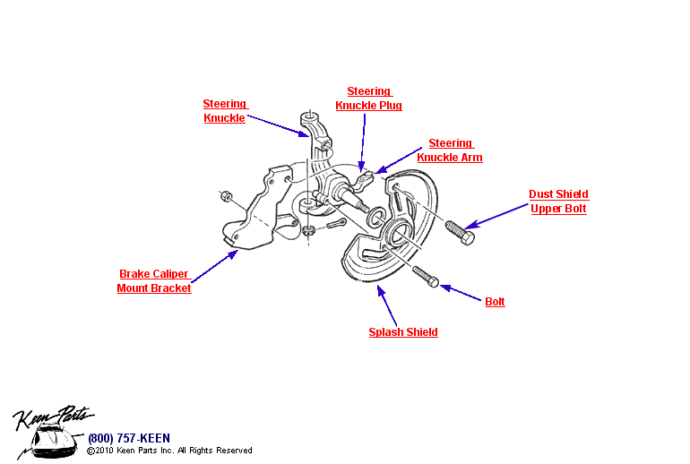 Steering Knuckle Assembly Diagram for a 1967 Corvette