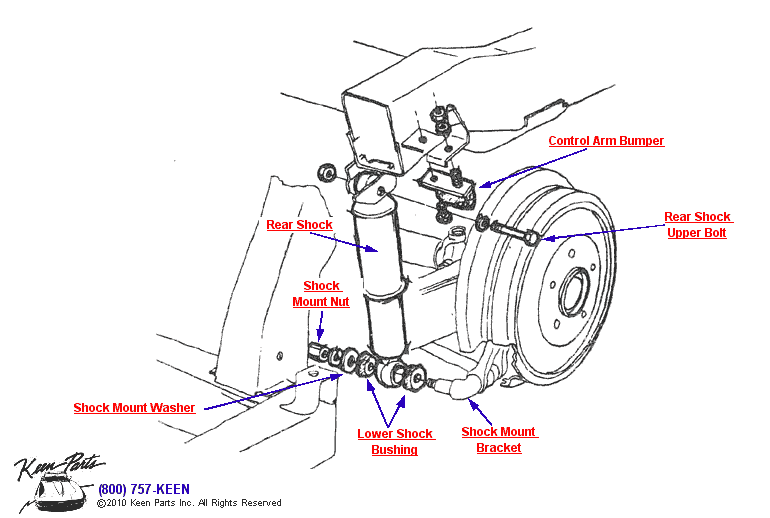 Rear Shock Diagram for a 1967 Corvette