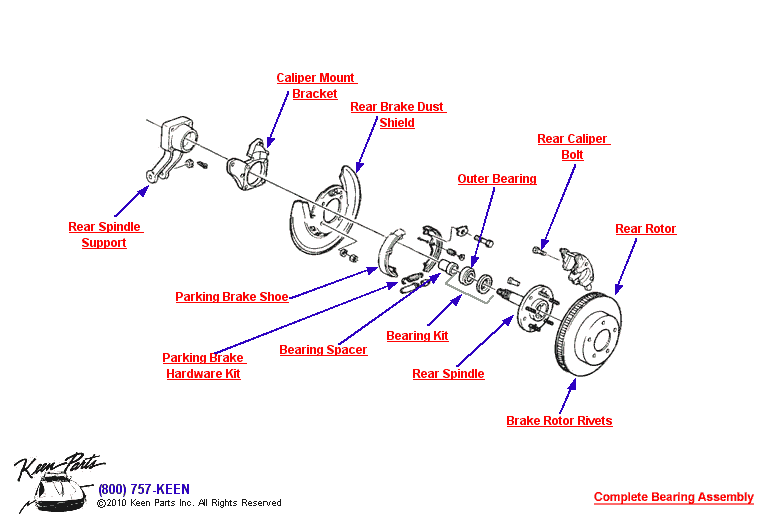 Rear Spindle &amp; Wheel Diagram for a 1974 Corvette