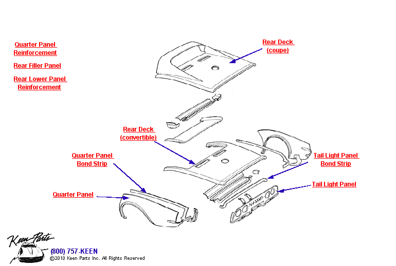 Rear Body Diagram for a 1975 Corvette
