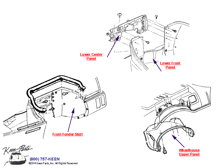 Fender Skirts and Wheelhouse Diagram for a 1985 Corvette