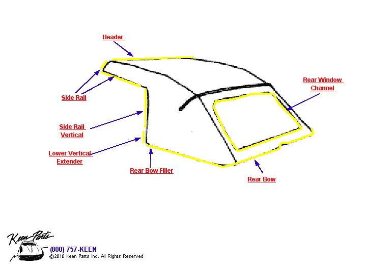 Hard Top Detail Diagram for a 1967 Corvette