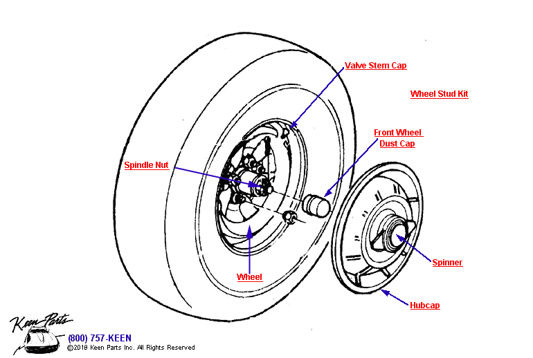 Wheels &amp; Hubcaps Diagram for a 1956 Corvette