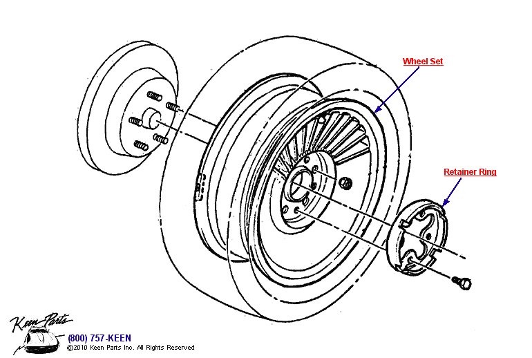 Wheels &amp; Retainers Diagram for a 1961 Corvette