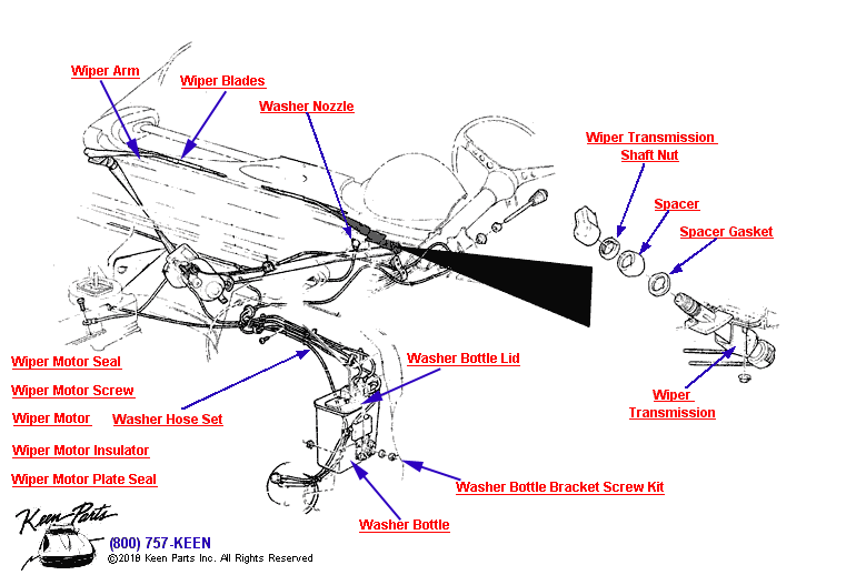 Wiper Assembly Diagram for a 1999 Corvette