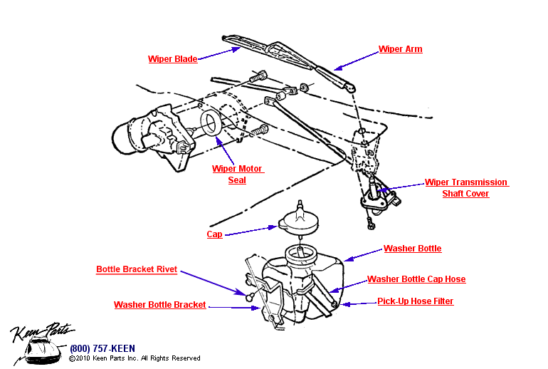 Wipers &amp; Washer Bottle Diagram for a 2018 Corvette