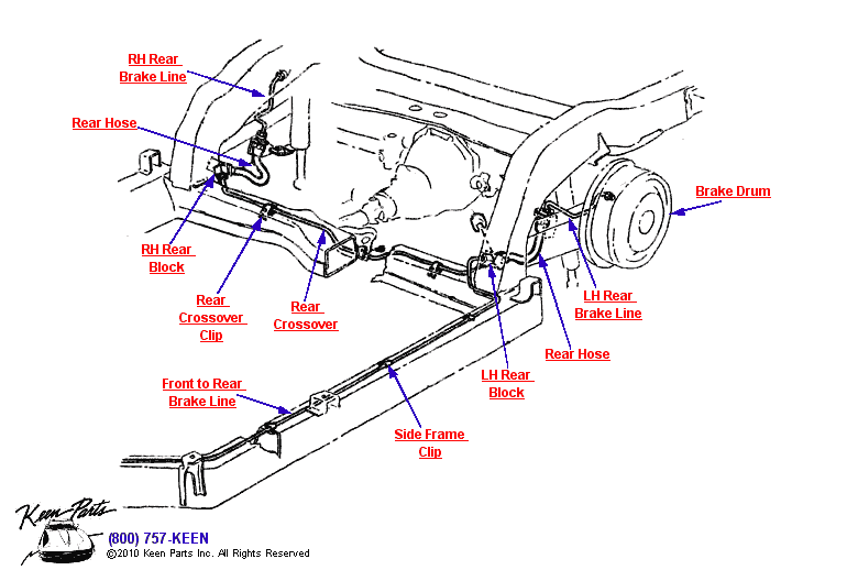 Rear Brake Lines Diagram for a 1958 Corvette