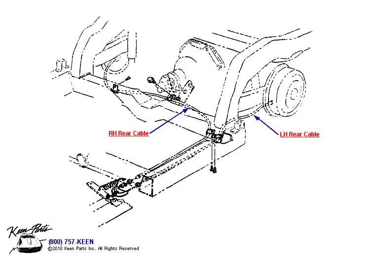 Parking Brake Cables Diagram for a 2003 Corvette