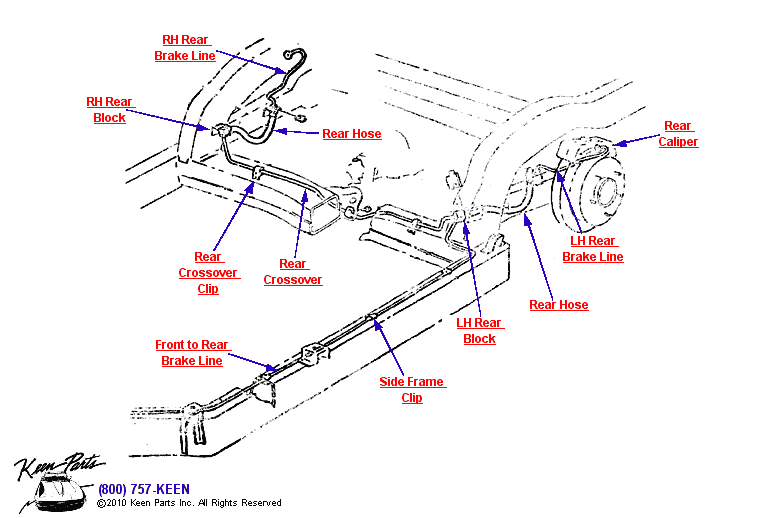 Rear Brake Lines Diagram for a C2 Corvette