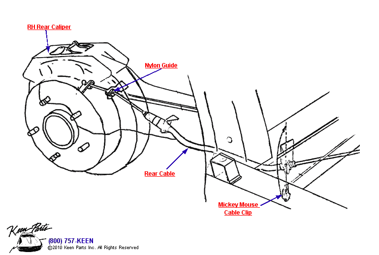 Parking Brake &amp; Rear Caliper Diagram for a C2 Corvette