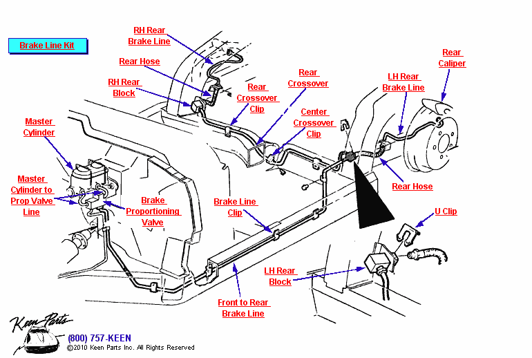 Rear Brake Lines Diagram for a 1961 Corvette