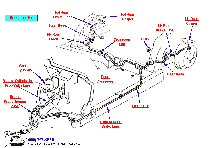 Rear Brake Lines Diagram for a 1969 Corvette