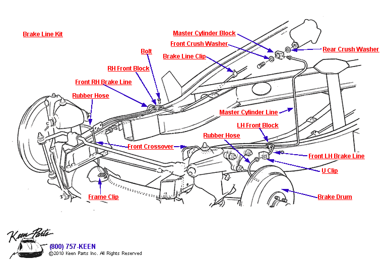 Front Brake Lines Diagram for a 1962 Corvette