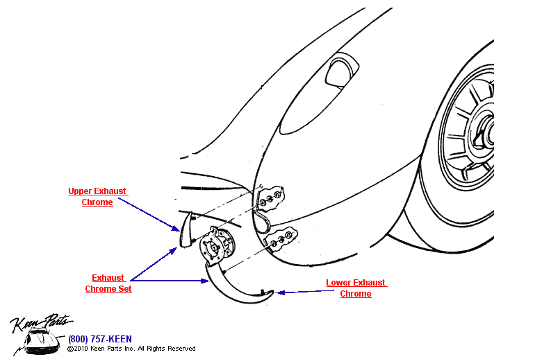 Exhaust Chrome Diagram for a 1985 Corvette