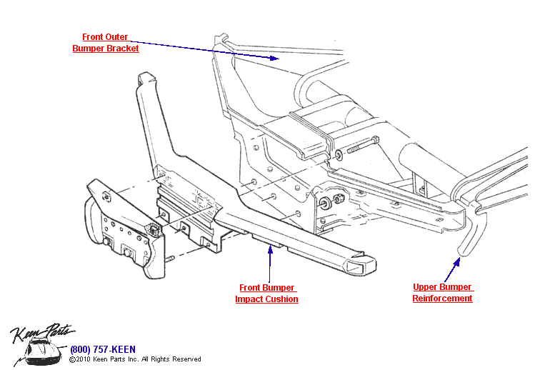 Front Brackets &amp; Cushion Diagram for a 1995 Corvette